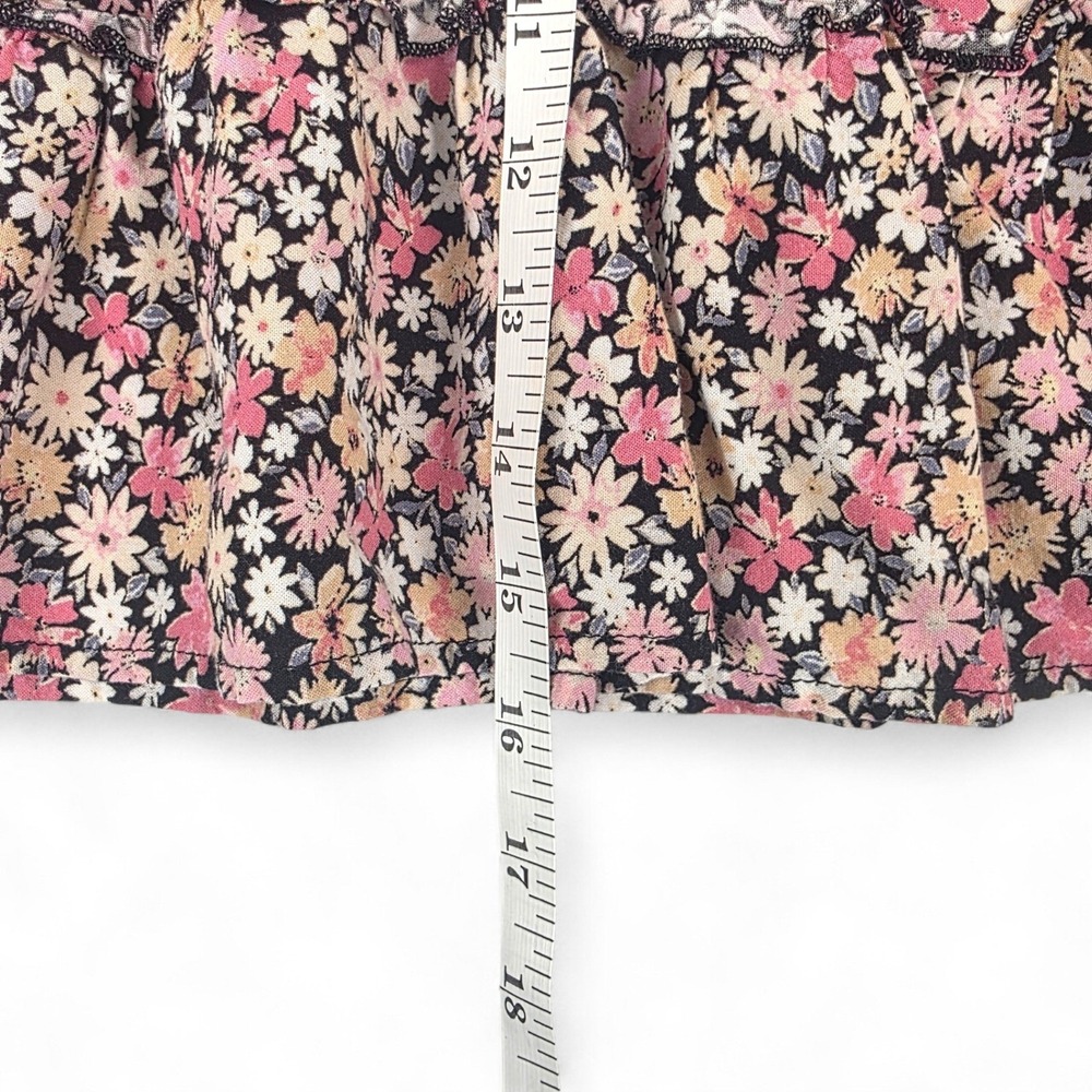 Wild Fable Floral Tiered Mini Skirt Pink Yellow Black Smocked Waist Small - Picture 6 of 6